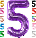 KatchOn, Giant Purple 5 Balloon Number - 40 Inch | Mylar Purple Number 5 Balloon | Purple Five Balloons, Mermaid Birthday Decorations | Purple 5 Balloon For Happy Anniversary Decorations