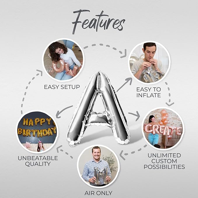 Letter Balloons - HAPPY RETIREMENT 16" Inch Alphabet Letters Foil Mylar Balloon Retirement Party Balloon Banner (Silver)