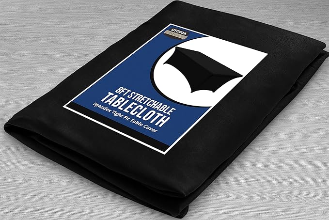 Utopia Kitchen Spandex Tablecloth 1 Pack [8FT, Black] Tight, Fitted, Washable and Wrinkle Resistant Stretch Rectangular Patio Table Cover for Event, Wedding, Banquet & Parties [96Lx30Wx30H Inch]
