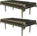 Beistle 2-Count Great 1920s Tablecover, Art Deco Decor & Table Decorations for Party, Hollywood Decor, Plastic Black & Gold Plastic Cover, 54" x 108"
