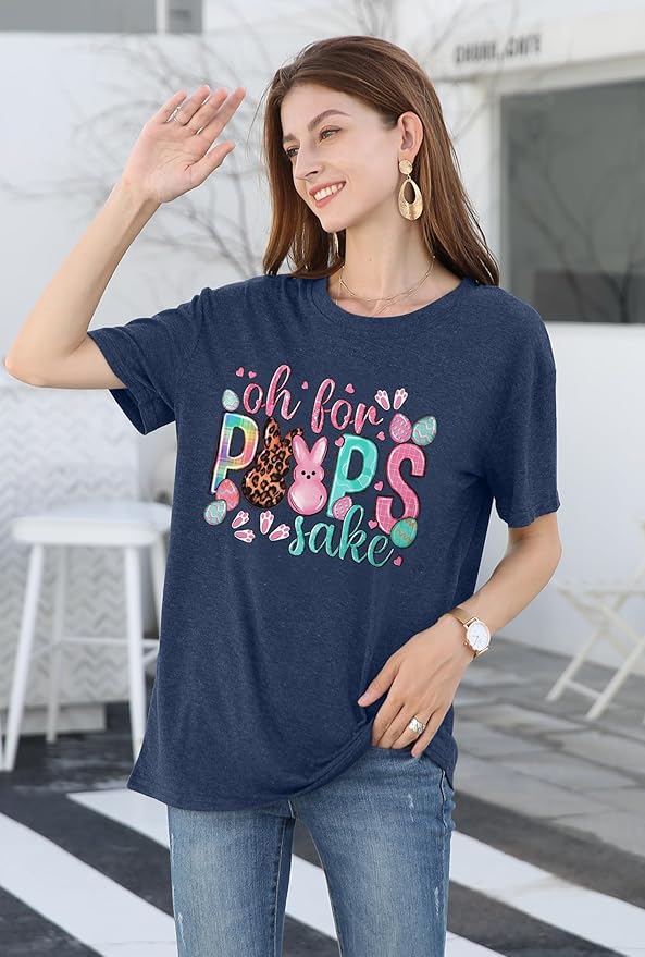 LAZYCHILD Women Easter Teacher Shirts: Funny Treat All with Kindness T-Shirt Bunny Rabbit Tee Tops