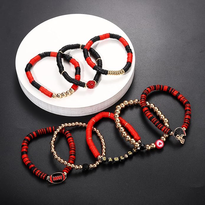 Surfer Heishi Bracelets for Women Stackable Rainbow Vinyl Disc Clay Beaded Stretch Bracelets Elastic Layering Friendship Bracelets Boho Summer Beach Jewelry