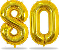 80th Birthday Balloons - Giant Gold Mylar Foil Number 80, Self Inflating, Helium Balloons for Men & Women's 80th Anniversary Party Decorations