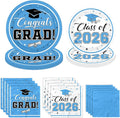 Light Blue Graduation Plates and Napkins Class of 2026 Grad Congrats Party Supplies Disposable Dessert Paper Plates Cocktail Napkins for Sky Blue Graduation Party Decorations,Serve 50