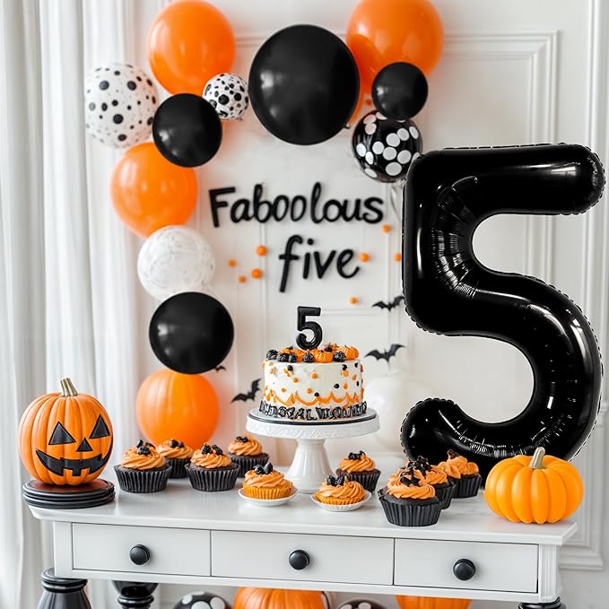KatchOn, Black Number 5 Balloon Foil - Giant, 40 Inch | 5 Birthday Balloon Black, 5th Birthday Decorations for Boys | Black 5 Number Balloon, 5 Year Old balloon, 5th Birthday Decorations Girl