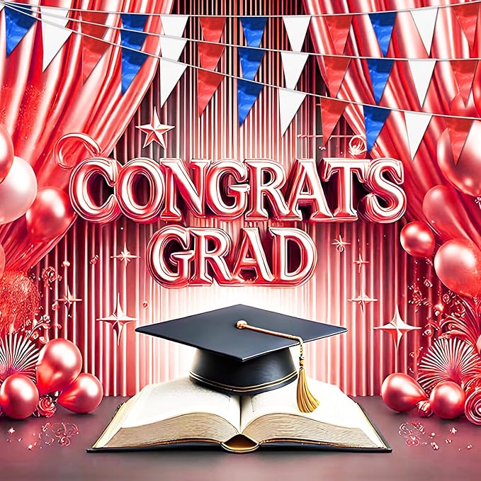 32.8FT White Blue Red Glitter Triangle Pennant Banner Flag Metallic Bunting Outdoor Garland for Christmas Graduation, Independence Day, 4th of july, Patriotic Themed Party Decoration