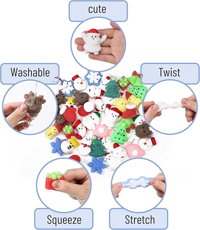 Mr. Pen- Christmas Squishy Toys, 48 pcs, Holiday Squishies, Christmas Squishies for Kids