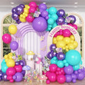 Pink Blue Purple Balloons Garland Arch Kit 132 Pcs Hot Pink Metallic Purple Teal Yellow Latex Helium Balloon Garland for Kids Magic Theme Baby Shower Mermaid Birthday Princess Party Decoration