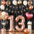 13th Birthday Decorations for Girls - Rose Gold, Black Hot Pink Party Supplies Set with Happy 13th Banner, Number 13 Balloons and Foil Fringe Curtains - 13 Year Old Officially Teenager Celebration Kit