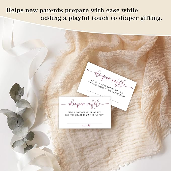 Modern Minimalist Diaper Raffle Game, Diaper Raffle Tickets for Baby Shower, Gender Neutral Tickets for Baby Shower Party Favor Decorations Supplies (1 Sign + 50 Cards) -A02