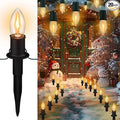 Christmas Pathway LED Lights Outdoor, 20 Lights C9 Walkway Lights with Stakes, 24.2ft Clear Driveway Christmas Lights for Pathway, Warm White, Extendable for Outdoor Decorations