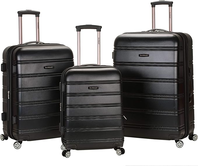 Rockland Melbourne Hardside 3 Piece Expandable Spinner Wheel Luggage Set, (20"/24"/28"), Black