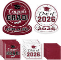 Graduation Party Plates and Napkins Maroon Class of 2026 Grad Congrats Party Supplies Disposable Dessert Paper Plates Cocktail Napkins forGraduation Party Decorations,Serve 50