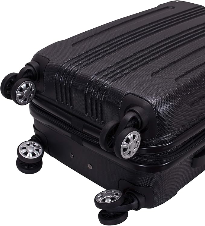 Rockland London Hardside 3 Piece Expandable Spinner Wheel Luggage Set, (20"/24"/28"), Black