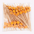 JtmyAota 100 Pack Fruit Toothpicks, Heart-Shaped Bamboo Cocktail Picks, Natural Bamboo Toothpicks for Appetizers Fruit Cake Dessert Barbecue Snacks Sandwiches (Orange)