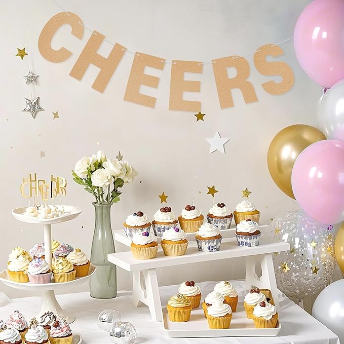 DIY Banner Kit with Letters Glitter Banner Letters Customizable Birthday Banners Graduation Banner Custom Party Hanging Banner for Graduation Wedding Party Baby Shower Decoration(Champagne)