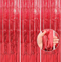 Crosize 2 Pack 3.3 x 9.9 ft Red Foil Fringe Curtains Party Decorations, Red Tinsel Curtain Backdrop for Valentine‘s Day Parties, Door Streamers, Glitter Streamer Fringe Backdrop for Birthday