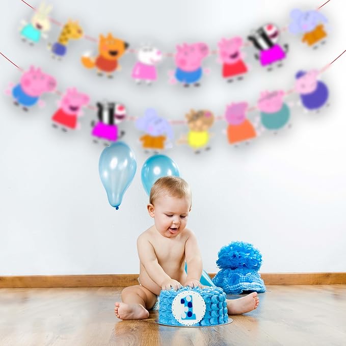 Pepa Pig Garland Decoration – Cartoon-Themed Party Banner Featuring Pepa in Bright Colors – Fun Supplies for Birthdays, Celebrations & Themed Events