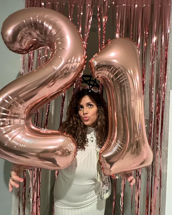 Rose Gold Number 7 Balloon 40 Inch, 7 Balloon Number, 7th Birthday Decorations, Rose Gold Party Supplies for Boys Girls