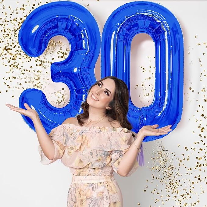 Number Balloons Navy Blue Balloons - Giant Number 30 Balloon, Blue 30th Number Balloon Birthday Decorations for Him