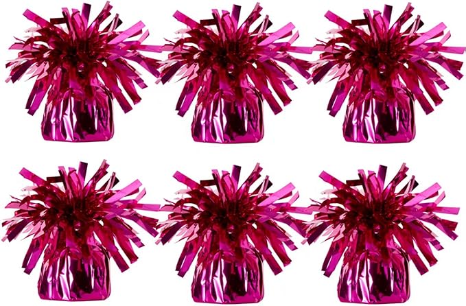 Aluminum Foil Balloon Weights for Parties (6 pcs) - 0.31lb (140g) Each - Premium Balloon Anchors for Birthday, Wedding, Dinner, Indoor & Outdoor Decorations(Rose Red 6pcs)