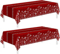 Childom 2 Pack Christmas Tablecloths Disposable,Christmas Decorations,54 x 108 Inch,Plastic Table Cloths for Rectangle Tables,Red Themed Checkered Table Covers for Xmas,Indoor,Outdoor,Birthday,Parties