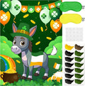 St. Patrick’s Day Pin the Tail On the Donkey Game Large Poster with 24 Pcs Stickers Blindfolds Fun Classroom Activity for Irish St. Patrick’s Day Carnival Birthday Party Decorations Wall Decor