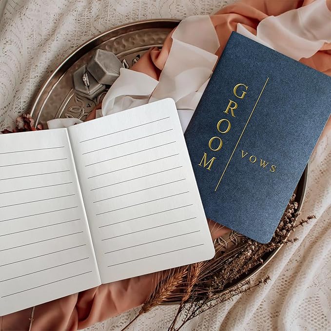 WeddingGiftsWedding Vow Books for Bride and Groom, His and Hers Vow Books for Wedding-Soft Touch Gold Foil Engraving, Engagement | Wedding Essentials