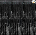 3 Pack Black Party Streamers Backdrop Tinsel Foil Fringe Curtains Halloween Party Decorations Birthday Wednesday Party Decorations Graduation Halloween Decor Party Supplies