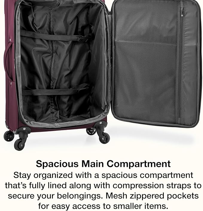 U.S. Traveler Anzio Softside Expandable Luggage with Spinner Wheels, Burgundy, 2-Piece Set (22/30)