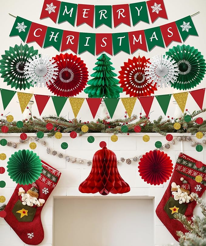Christmas Party Decorations Christmas Decoration Set, Merry Christmas Banner, Paper Christmas Hanging Decorations - Christmas Party Decorations - Christmas Decorations Indoor Home Decor