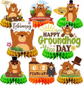 JULMELON 8PCS Groundhog Day Party Decorations Honeycomb Centerpieces, Happy Groundhog Day Party Centerpieces for Tables Groundhog Day Party Decor Supplies for Weather Forecast Spring February