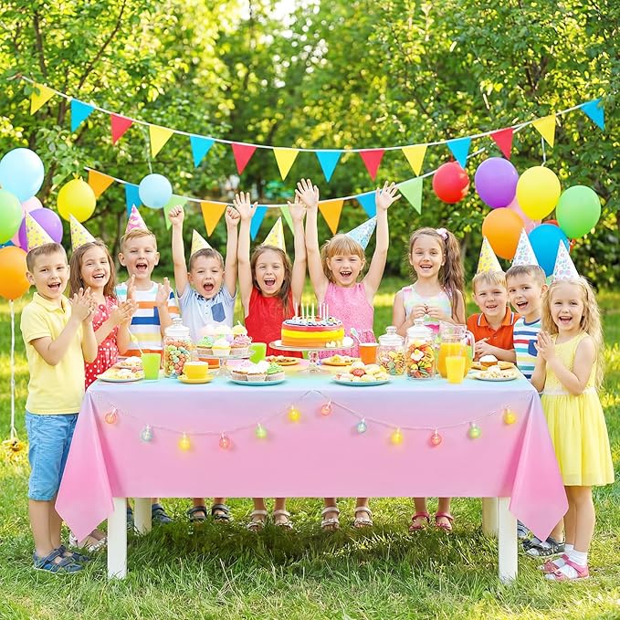 3 Pack Plastic Pastel Tablecloths, 54 x 108 Inch Disposable Easter Tablecloth Rainbow Table Cover Waterproof Rectangle Birthdays Party Table Cloth for Girl Princess Birthday Party Supplies
