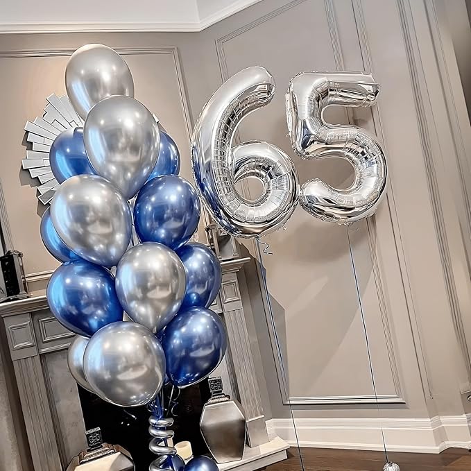 10PCS 40 Inch Large Foil Number Balloons 0-9 Set - Reusable Metallic Argent Birthday Wedding Decorations