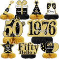 9 Pcs 50th Birthday Decorations Honeycomb Centerpieces for Women Men, Black Gold 1976 Aged to Perfection Vintage Centerpieces for Tables Toppers,Fifty Years Party Decorations Supplies