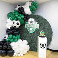 144PCS Dark Green Black White Balloon Garland Arch Kit with 22inch 4D Soccer Foil Balloons for Soccer Themed Birthday Football Soccer Match Party Decorations