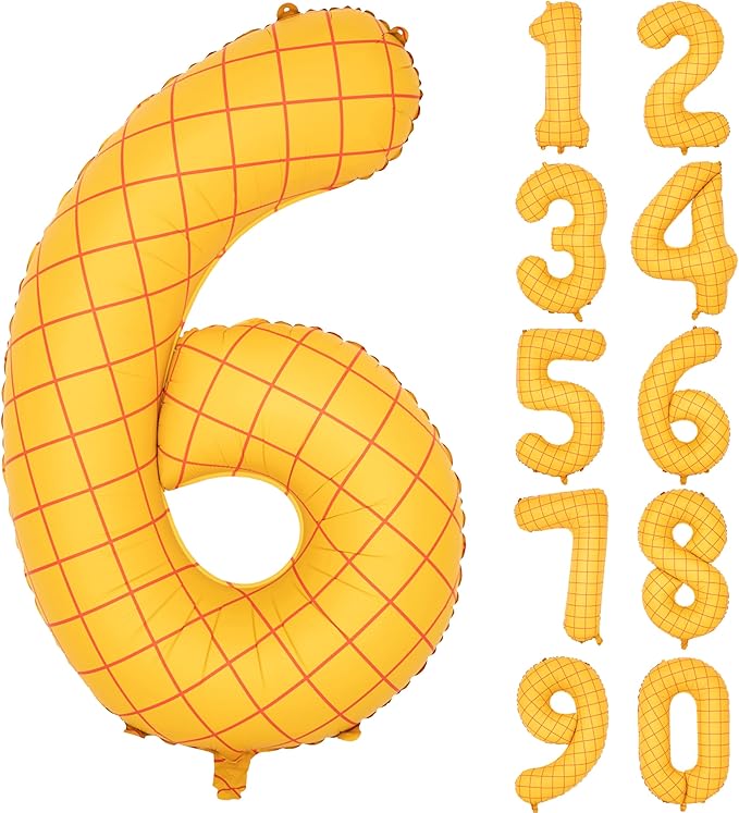 40" Matte Yellow Balloons Toy Inspired Story Theme party Supplies, Number Birthday Decoration, Cowboy Decorations Western, Cowgirl Party Balloon Digital 6