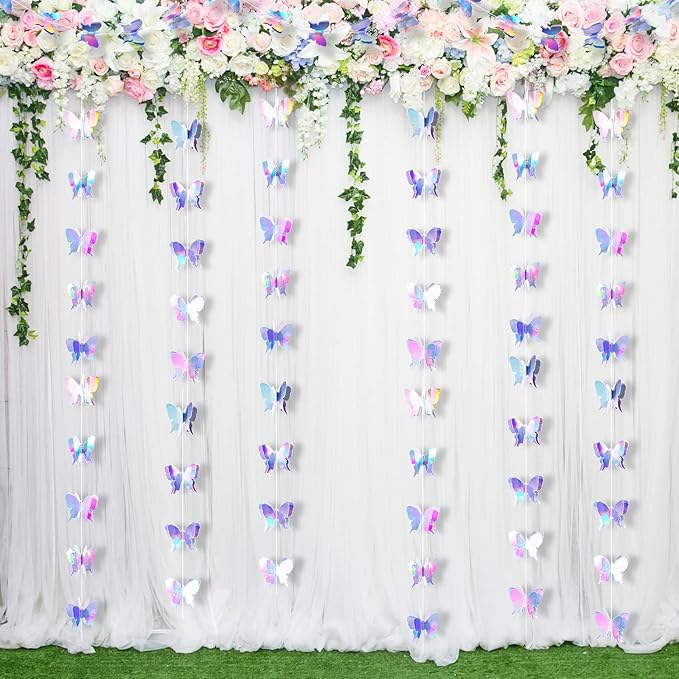Zonon 12 Pieces 3D Butterfly Hanging Garlands Decoration Butterfly Paper Party Streamers Backdrop for Wedding Birthday Fairly Baby Shower Holiday Party Decorations (2.8 x 2.4 Inches)