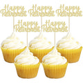 Gyufise 36 Pack Gold Glitter Happy Retirement Cupcake Toppers Retired Cupcake Picks Retirement Theme Birthday Party Cake Decorations Supplies