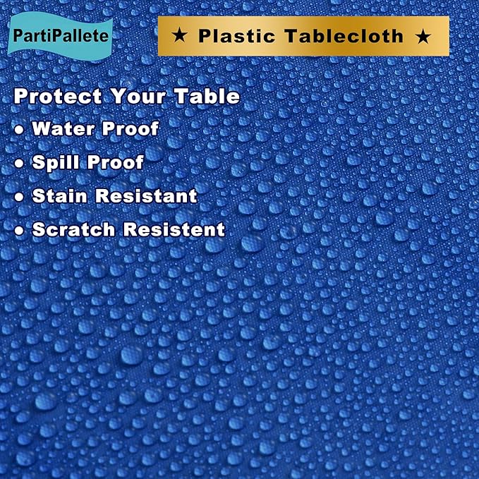 3-Pack Premium Plastic Dark Royal Blue Tablecloth Disposable 54" x 108" Rectangle Table Cover PEVA Party Sapphire Ocean Blue Table Cloths for Parties Birthday Wedding Picnic Banquet