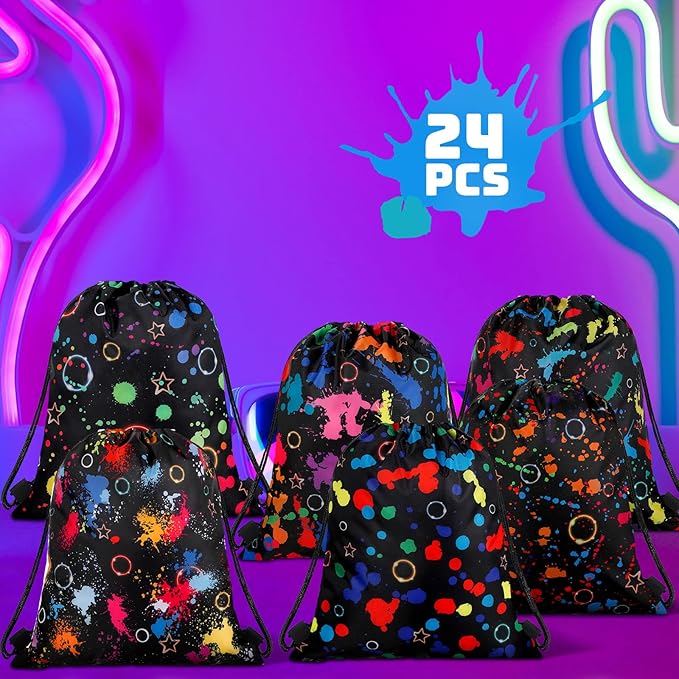 Marsui 24 Pcs Glowing Party Favor Drawstring Bags Gift Goodie Candy Favors Bags for Birthday Party Supplies