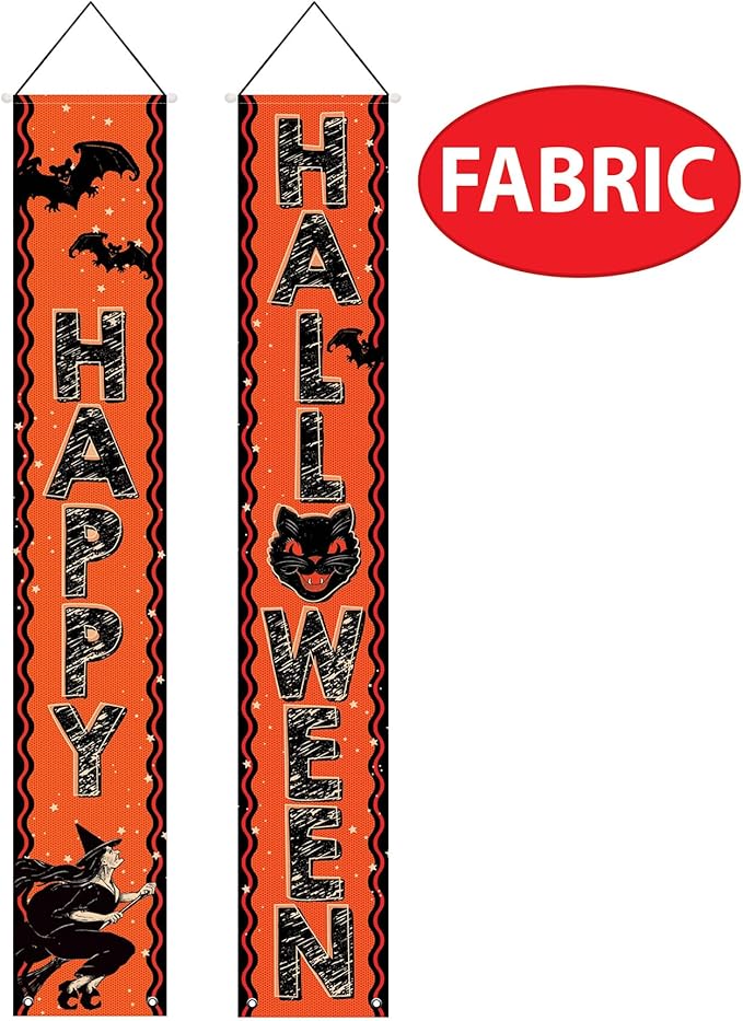 Beistle 6' Fabric Vintage Halloween Decorations Door Panel Set, Indoor/Outdoor Use, Celebrating With You Since 1900