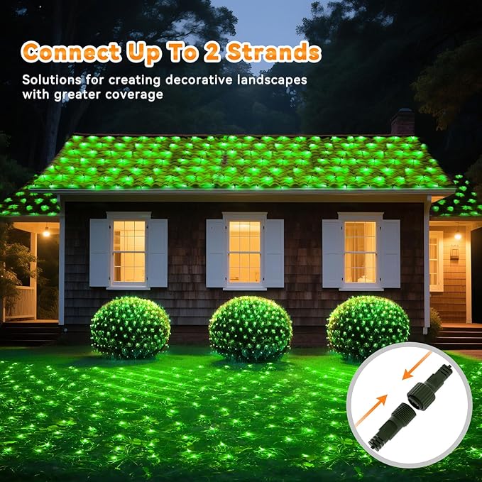 LitHome 14.8FT x 5FT Christmas Net Lights Outdoor Mesh Lights,300 LED St Patrick’s Day Net Light for Bushes Connectable,8 Modes Green Giant Mesh Light Waterproof for Christmas Garden Party Roof Decor