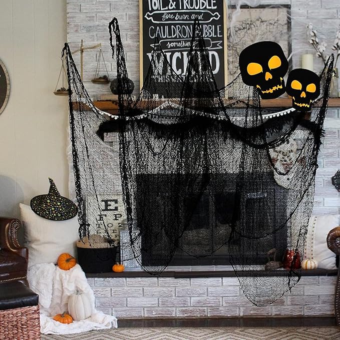 Yunfan 590" x 30" Halloween Creepy Cloth Spooky Halloween Decorations Indoor Outdoor Haunted House Party Decor Supplies Backdrops for Garden,Doorways,Yard,Home,Windows