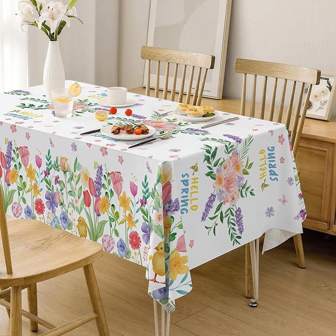 OHOME 2 Pack Spring Decorations - Spring Decorations for Home Indoor Outdoor - Disposable Plastic Spring Tablecloth | Spring Party Decorations Favors Supplies for Table Decor Backdrop Banner
