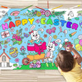JUNQIU Easter Coloring Tablecloth for Kids, 72 * 31Inch Giant Color Poster - Easter Games, Activity, Party, Painting Crafts for Kids