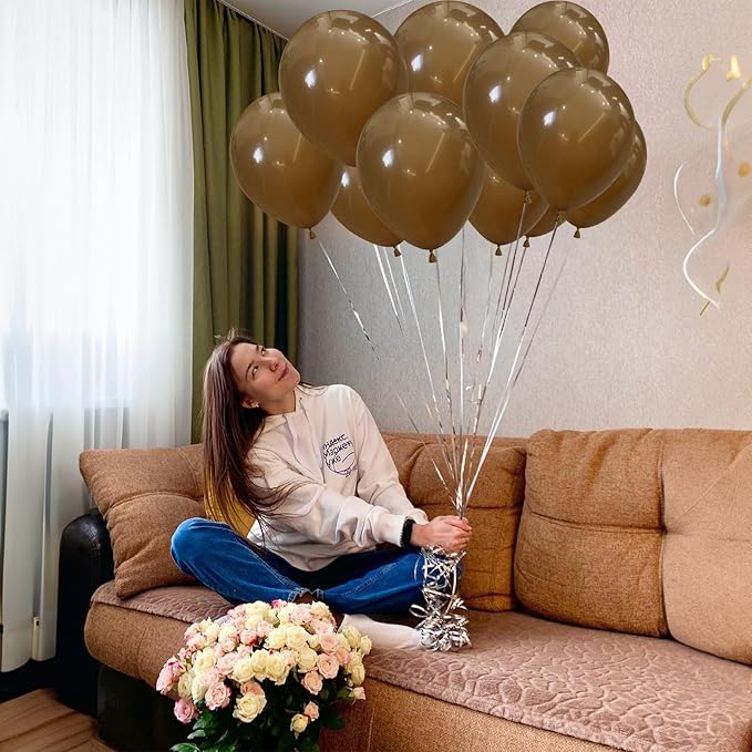 Brown Balloons 12 Inch, 50 Pcs Light Brown Balloon Coffee Chocolate Brown Latex Balloons Matte Tan Caramel Mocha Helium Balloons for Birthday Wedding Boho Bear Baby Shower Party Decorations