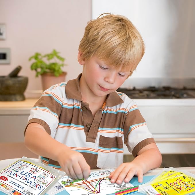 WIKKI STIX USA Fun Paks, Travel Essential for Road Trips, Featuring USA Landmarks and Locations, Made in USA. Pack of 20.