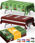 Football Party Decorations Plastic Table Cloth - 4 Pack 54" × 108" Rectangle Superbowl Disposable Tablecloths for 6FT Tables, Table Cover for Party, Holiday & Gathering Use