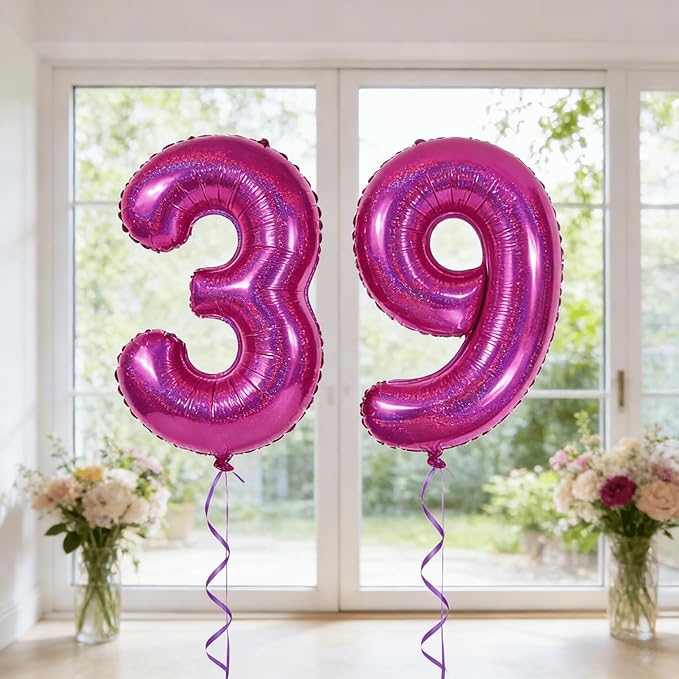 Laser Hot Pink 8 Balloon, Number Balloons 40 Inch, 8th Birthday Decorations for Girls, Birthday Balloons, Laser Hot Pink Party Supplies, Number 8 Balloon